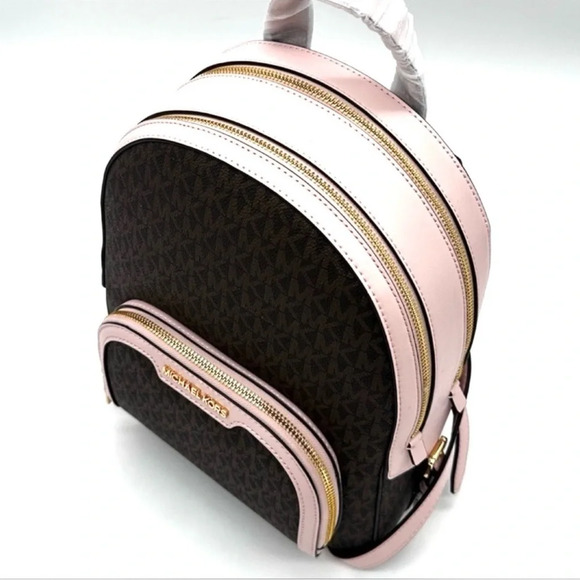Michael Kors Medium Jaycee Zip Packet Backpack Brown/Powder Blush - Picture 10 of 14